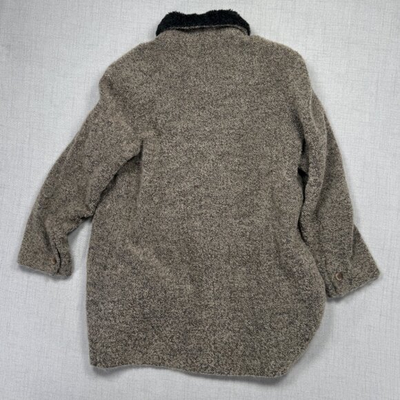 VTG Hilary Radley Wool Mohair Blend Coat Faux Fur Collar Gray Black Chest 43" - Picture 2 of 12